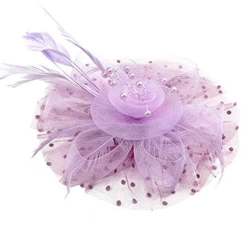 AQOKKA Women Fascinators Hats Flower Fascinators with Headband and Clip Tea Party Headwear for Women and Girls - color: 1 Pc 7" Diameter / Light Purple
