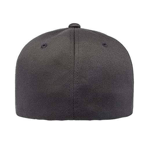 Flexfit Wooly Combed 6-Panel Structured Baseball Cap | Stretch Fitted - color: Dark Grey, size: Small-Medium