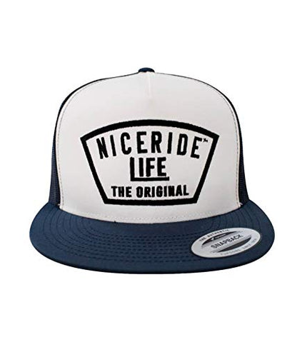 Grinder Embroidered Classic Snapback Trucker Baseball Hat - color: Navy