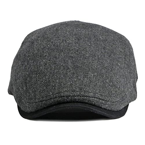 Newsboy Hat for Men Flat Cap Adjustable Tweed Ivy Gatsby Cabbie Hat - color: Black