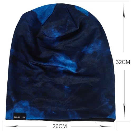 Mens Slouch Hollow Beanie Summer Skullcap B090 - color: Reversible Blue