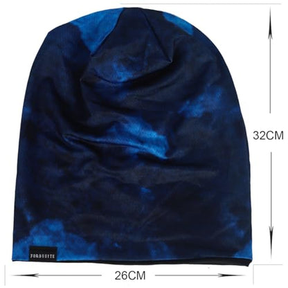 Mens Slouch Hollow Beanie Summer Skullcap B090 - color: Reversible Blue