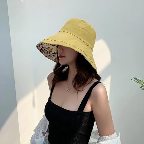 FaroDor Women's Reversible Bucket Hat UV Protection Packable Travel Cap Wide Brim Sun Hats 2026 - color: 2floral-yellow