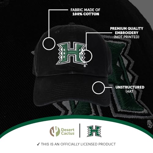 Desert Cactus University of Hawaii Embroidered Baseball Hat Cap - color: Black