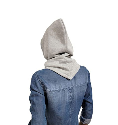 Unisex Sporty Snood Hat with drawstring Hood Scarf Neck Warmer Winter Balaclava Hood - color: Light Grey