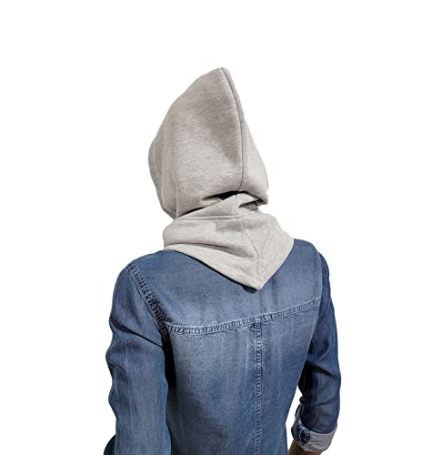 Unisex Sporty Snood Hat with drawstring Hood Scarf Neck Warmer Winter Balaclava Hood - color: Light Grey