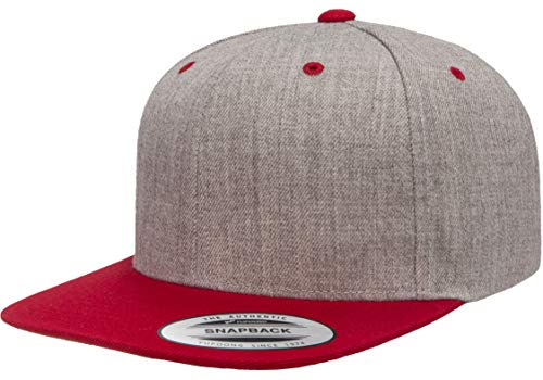 Flexfit Unisex Adult Yp Classics Premium Snapback Cap – 2-Tone - color: Heather/Red