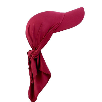 Headscarf Baseball Cap for Men Women, Summer Sun Visor Hat - color: Wine Red