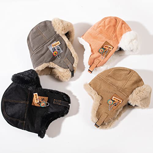 Croogo Trapper Hat Winter Hats for Men Trooper Russian Warm Hat with Ear Flaps Women Ushanka Fur Hat Windproof Ski Hat - color: Pl10-khaki