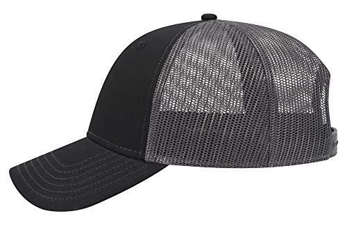 OTTO 6 Panel Low Profile Contrast Vertical Mesh Back Cap - color: Blk/Blk/Ch.gry