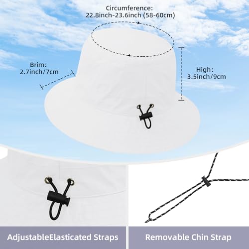 Durio Waterproof Bucket Hats for Woman UPF 50+ Sun Hat - color: White