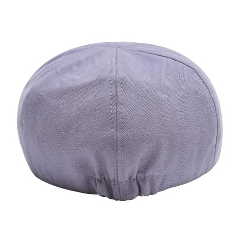 ZLYC Men Cotton Flat Cap Summer Scally Newsboy Beret Driver Hat - color: Plain Purple