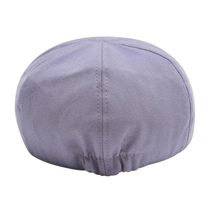 ZLYC Men Cotton Flat Cap Summer Scally Newsboy Beret Driver Hat - color: Plain Purple
