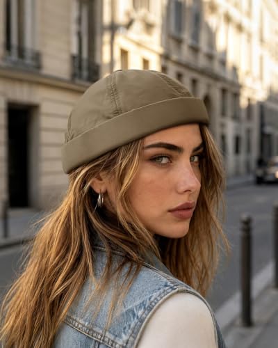 Clakllie Quick Dry Brimless Docker Cap for Men Summer Beanie Sailor Skullcap Lightweight Waterproof Adjustable No Brim Hat - color: S-ct81-brown
