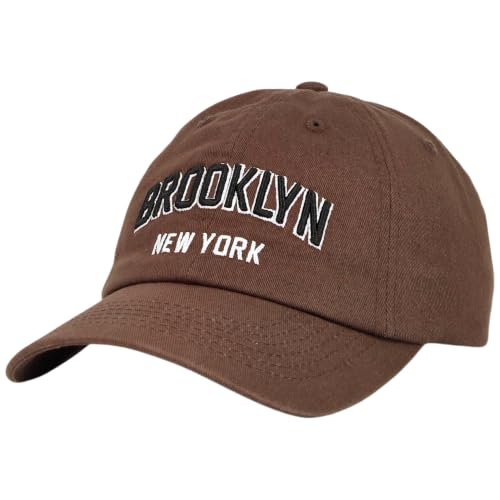 E BY ELIDAN Brooklyn New York Baseball Cap, Embroidered Dad Hat - color: Brown