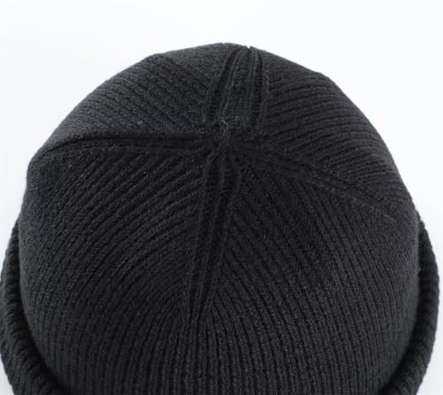 Connectyle Thick Cuffed Beanie for Men & Women Double Layer Knit Winter Hat Acrylic Watch Hat Warm Stocking Skull Cap - color: Black