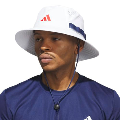 adidas Men's Victory Bucket Hat Boonie - color: White/Dark Blue/Better Scarlet/5, size: Small-Medium