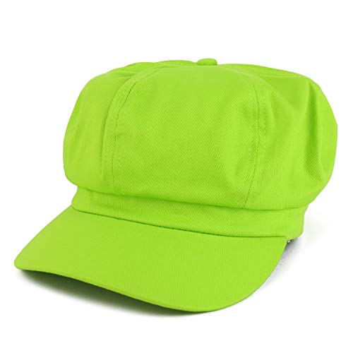 Women's Lightweight 100% Cotton Soft Fit Newsboy Cap with Elastic Back - color: Lime
