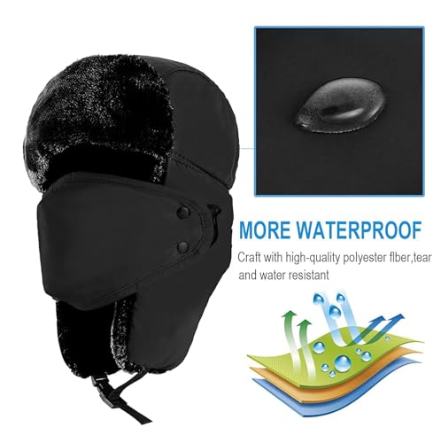 TZ Promise Unisex Winter Trapper Russian Hats with Face Mask Earflaps Faux Fur Outdoor