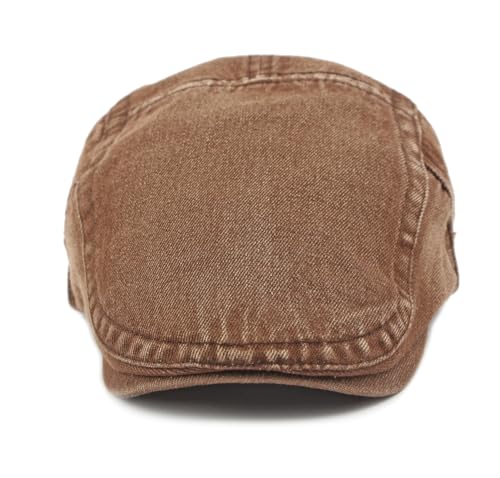 Cotton Newsboy Cap,Breathable Ivy Gatsby Cabbie Beret Hat for Men's Women Driving Hunting Golf - color: Denim Brown