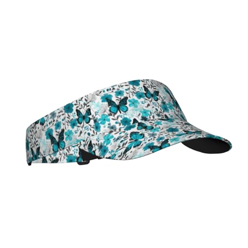 Unisex Adjustable Sports Sun Visor - color: Butterflies