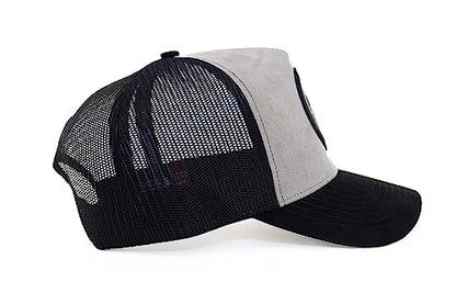 Urban Effort Trucker Hat for Men & Women, Mesh Back Baseball Cap, 5 Panel - color: Grey + Black Patch, style: Mesh Back