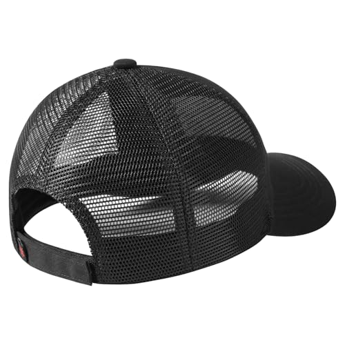 BASSDASH Altimate Fishing Hat Mesh Back for Men Women Adjustable Baseball Trucker Cap - color: Black Fish Maple Flag