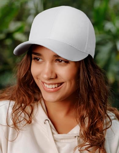 Edoneery Baseball Cap for Men and Women, Low Profile Washed Cotton Dad Hat - color: White-2