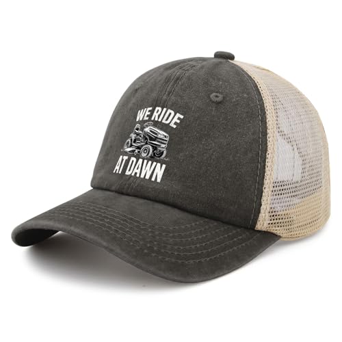 We Ride at Dawn Lawn Mower Hat Funny Trucker Hats Women Baseball Caps Funny Gifts - color: Allblack