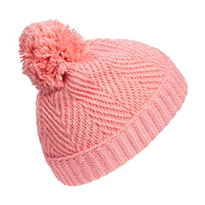 adidas Kids Twilight Ballie Pom Beanie - color: Semi Pink Spark/Sandy Pink/Twilight