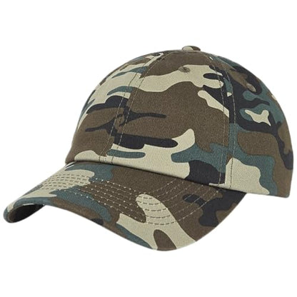 E BY ELIDAN Classic Dad Hat Cotton, Low-Profile Plain Baseball Cap, Adjustable, Breathable and Packable - color: Camo