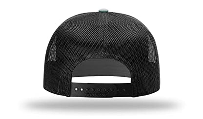 Richardson 168 168P Hat 7-Panel Trucker Cap Hi-Pro Snapback Cap Camo Hat Adjustable Baseball Hat Blank Hat Bulk Hats - color: Dark Green/Black