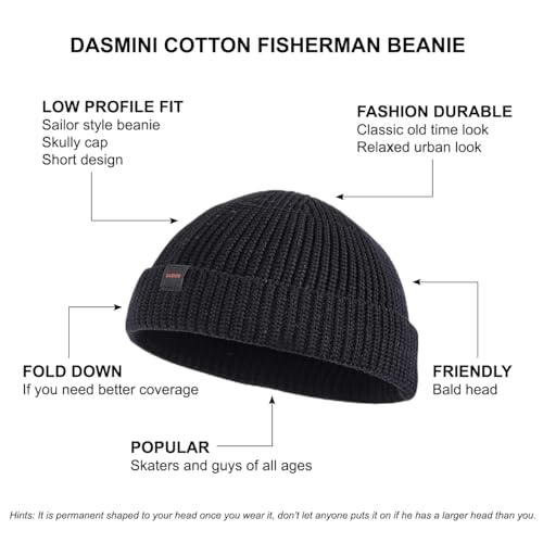 2 Pack Fisherman Beanie Hats for Men Women,Knit Trawler Skull Cap,Watch Cap,Spring Fall Winter Warm Short Hats - color: (Cotton) 2pcs:black+cream(m)
