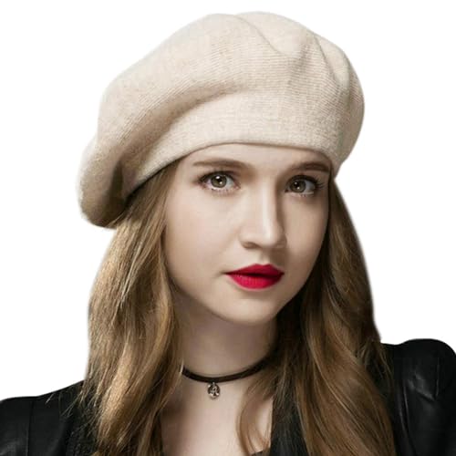 Sumolux Women Beret Hat French Beret Beanie Cap Classic Solid Color - color: Beige, size: One Size