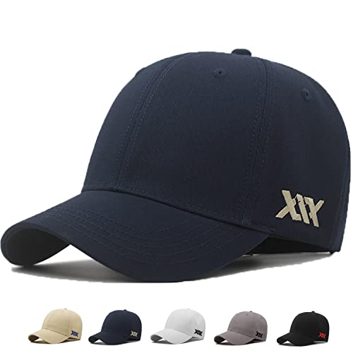 XXL Baseball Cap for Big Heads 23.6"-26.8" Adjustable Cotton Dad Hat - color: Navy Blue