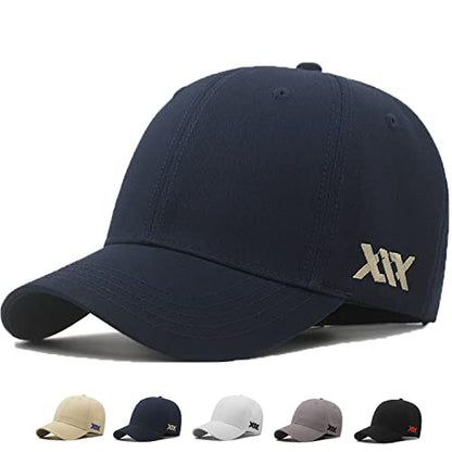 XXL Baseball Cap for Big Heads 23.6"-26.8" Adjustable Cotton Dad Hat - color: Navy Blue