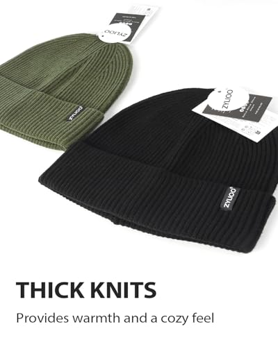 Zylioo XXL Beanie for Men,Big Head Winter Knit Hat,Stretch Warm Skull Cap - color: Black, size: Large-X-Large