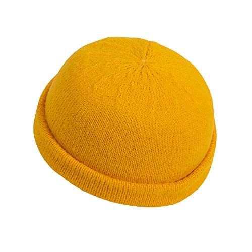 Croogo Beanie Docker Cap Rolled Cuff Brimless Hat Worker Sailor Skullcap - color: Ct49-yellow
