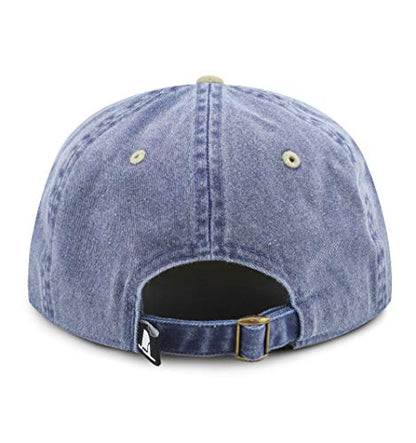 The Hat Depot 100% Cotton Pigment Dyed Low Profile Dad Hat Six Panel Cap - color: 2. Navy/Khaki