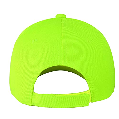 Falari Wholesale Bulk Lot 12-Pack Baseball Cap Adjustable Size Plain Blank Solid Color - color: Neon Green
