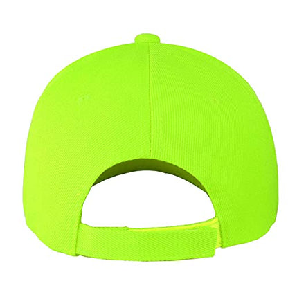 Falari Wholesale Bulk Lot 12-Pack Baseball Cap Adjustable Size Plain Blank Solid Color - color: Neon Green