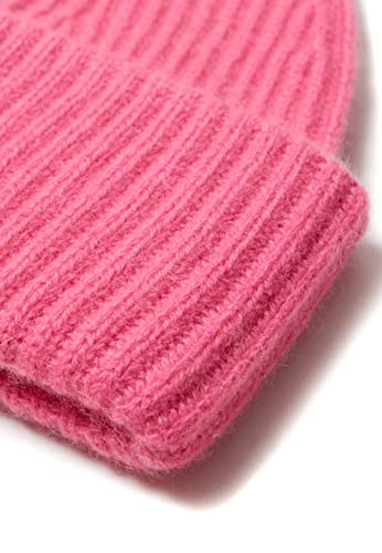 Style Republic Women’s Chunky Knit Beanie, 100% Pure Cashmere Cap, Soft & Stretchy, Warm Hat for Autumn, Winter, Spring - color: Neon Pink