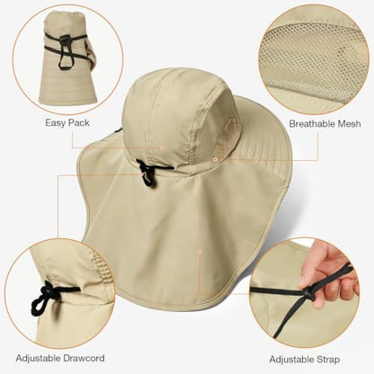 Solaris Small‑Head‑Fit Sun Hat with Neck Flap for Men & Women - color: #1 Olive, size: One Size