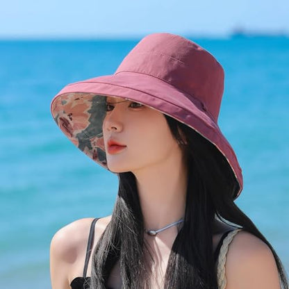 FaroDor Women's Reversible Bucket Hat UV Protection Packable Travel Cap Wide Brim Sun Hats 2026 - color: 9red