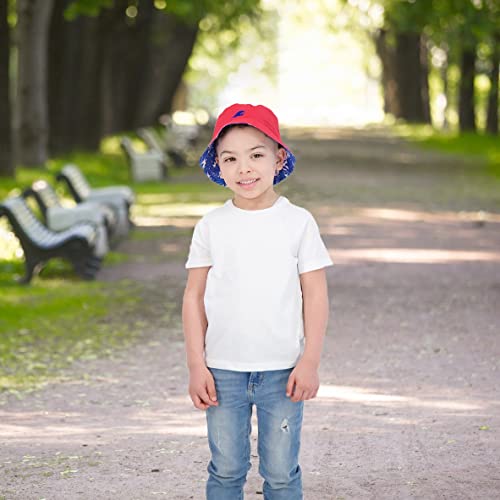 Kids Bucket Hat for Girls & Boys, Packable Fun & Cool Reversible Beach Sun Teen Toddler Bucket Hat - Ages 3-14 Years - color: Red/Tropical Surf, size: 3-7 Years
