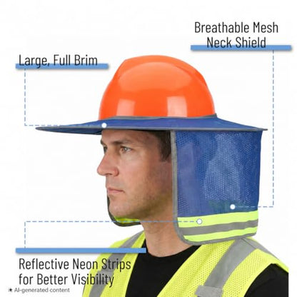 UNCO- Hard Hat Sun Shield, Full & Standard Brim Mesh Sunshade High Visibility Reflective, - color: Blue and Black, size: 2 Pack