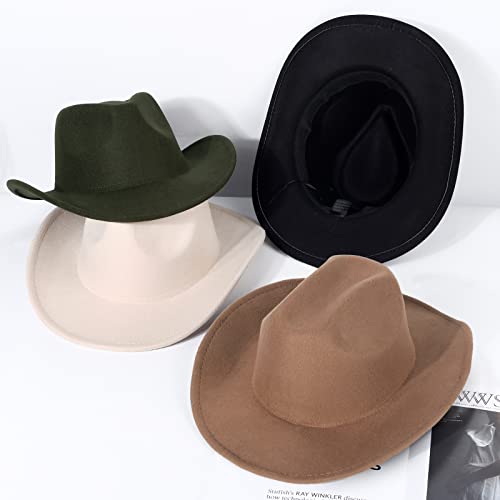 2 Pack Western Cowboy Hats for Women Men 2 Different hat Bands - color: Black+khaki