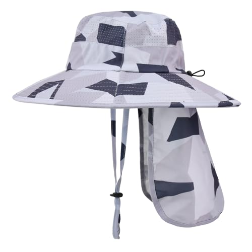 ZOORON Sun Hats for Men Women with Neck Flap Fishing UPF 50+ UV Protection - color: Camo Light Grey