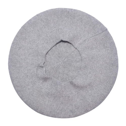 ZLYC Women French Beret Hat Reversible Solid Color Knit Warm Artist Cap - color: Grey