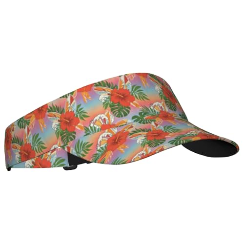 Adjustable Lightweight Open Top Sports Sun Visor Hat Cap for Golf Tennis - color: Sunset Hawaiian Floral
